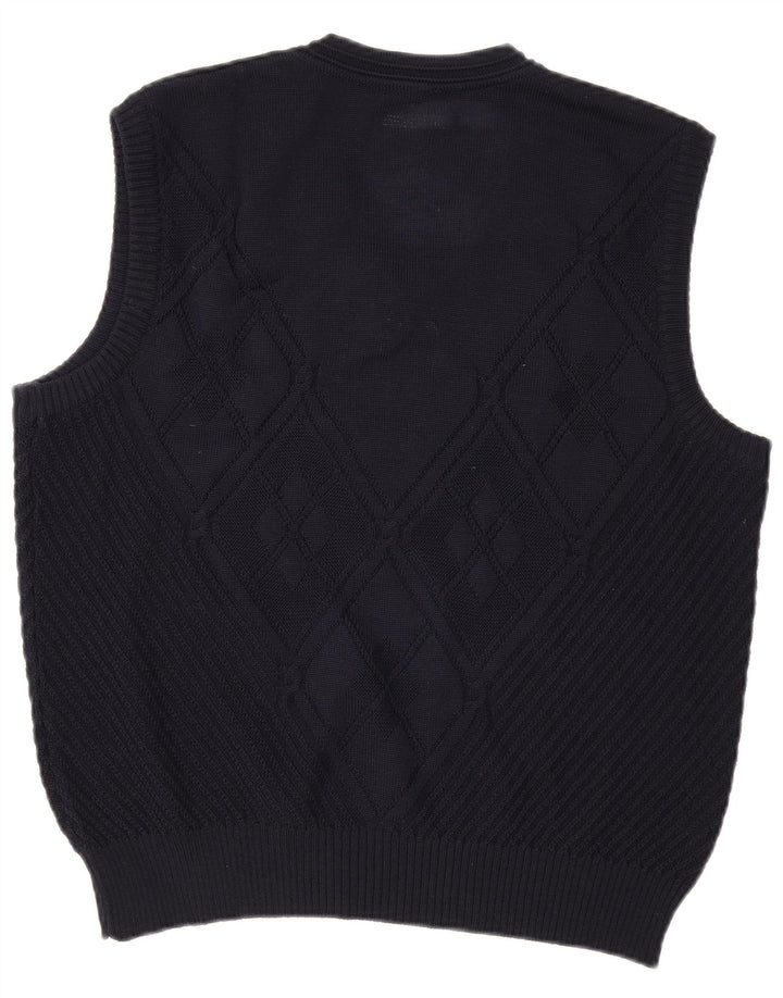 WESTBURY Mens Vest Tank Top EU 48/50 Medium Navy Blue Argyle/Diamond