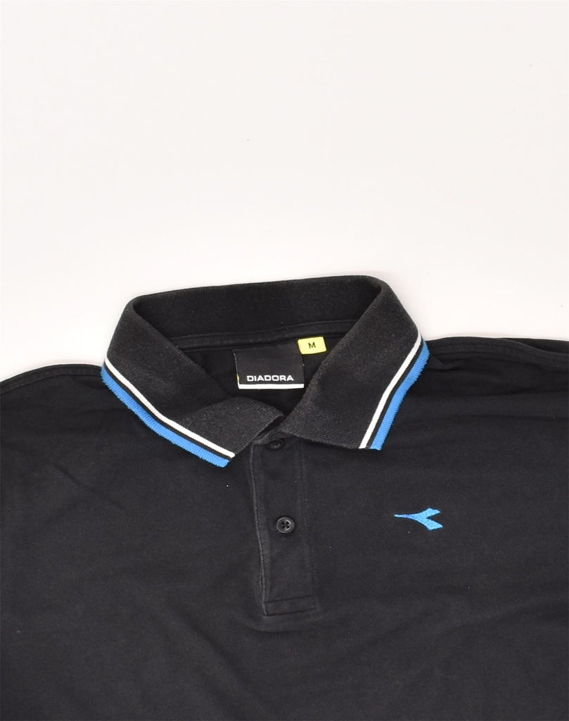 DIADORA Mens Polo Shirt Medium Black Cotton | Vintage Diadora | Thrift | Second-Hand Diadora | Used Clothing | Messina Hembry 