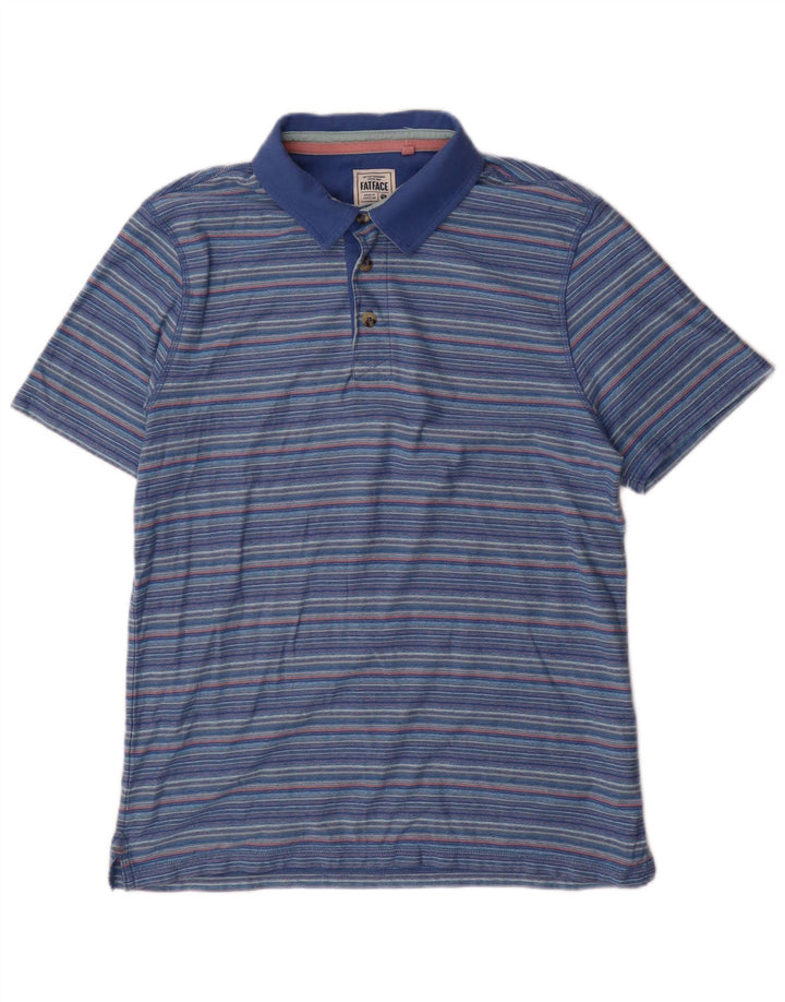 Fat Face Mens Polo Shirt Large Blue Striped Cotton
