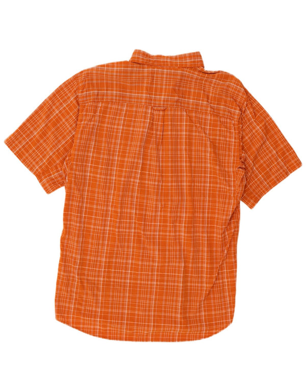 Columbia Mens Titanium Short Sleeve Shirt XL Orange Check Nylon