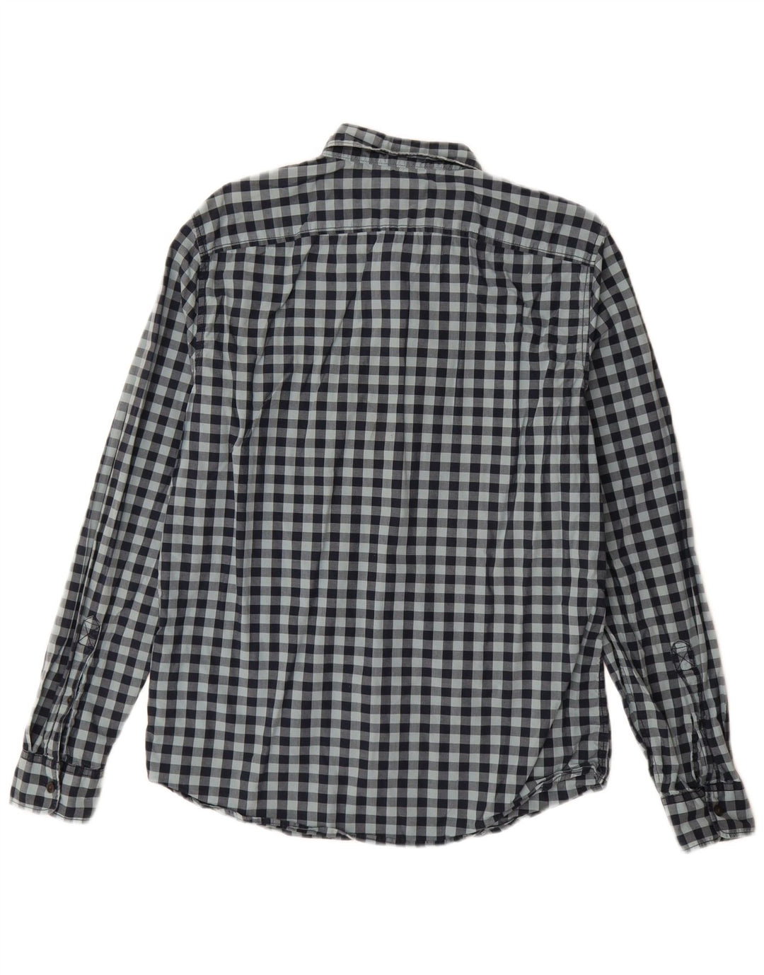 Timberland Mens Slim Fit Shirt Medium Navy Blue Gingham Cotton