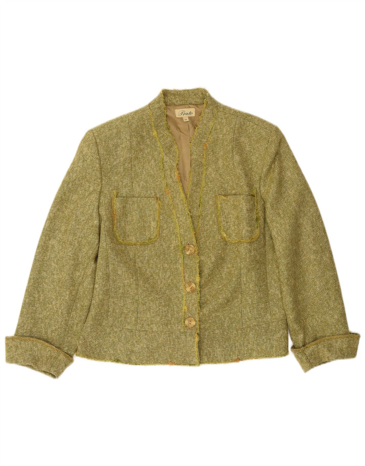 Prato Womens 3 Button Blazer Jacket IT 44 Medium Khaki Flecked