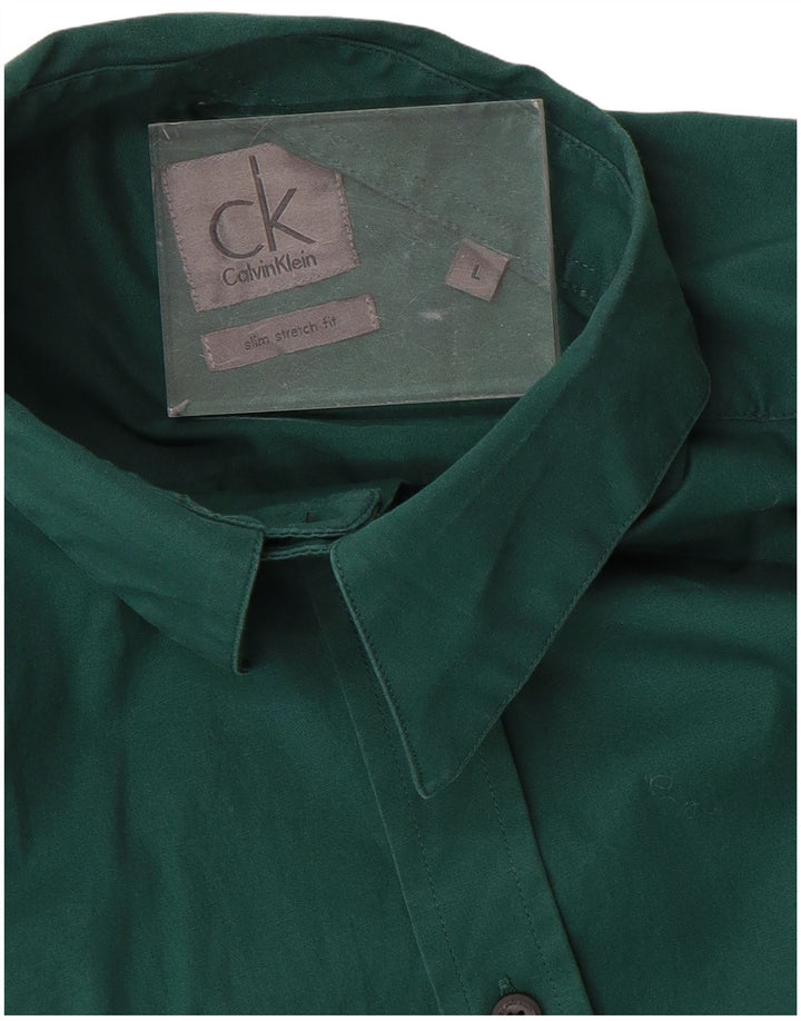 CALVIN KLEIN Mens Slim Fit Shirt Large Green