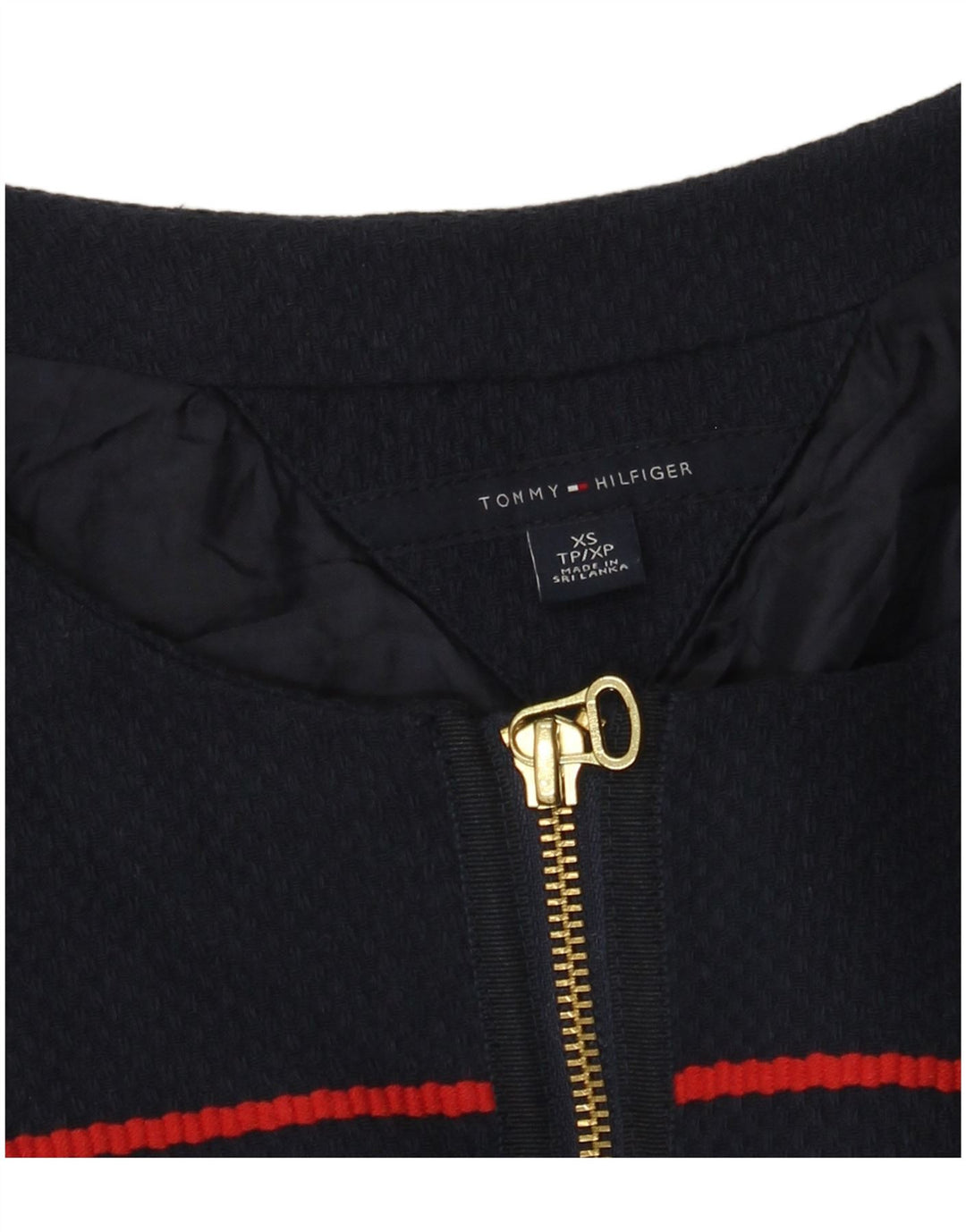 Tommy Hilfiger Womens Bomber Jacket UK 6 XS Navy Blue Striped