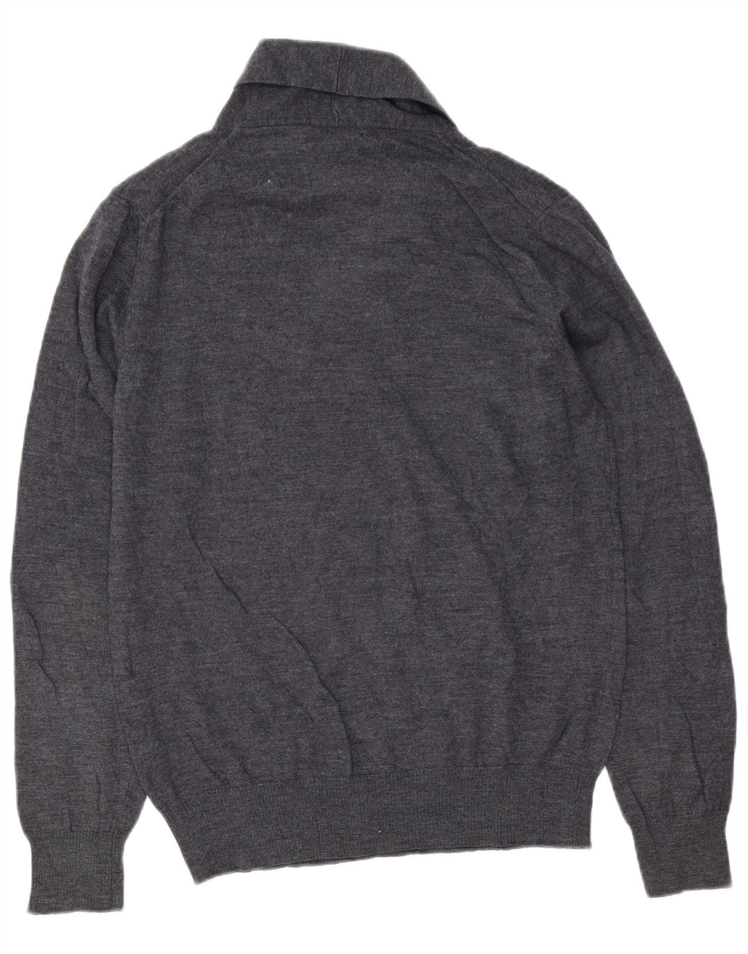 Zara Mens Shawl Neck Jumper Sweater Large Grey Wool