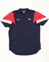 ELLESSE Mens T-Shirt Top Medium Navy Blue Colourblock Polyester