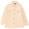 Zara Womens Oversized Corduroy Jacket UK 16 Large Beige Cotton