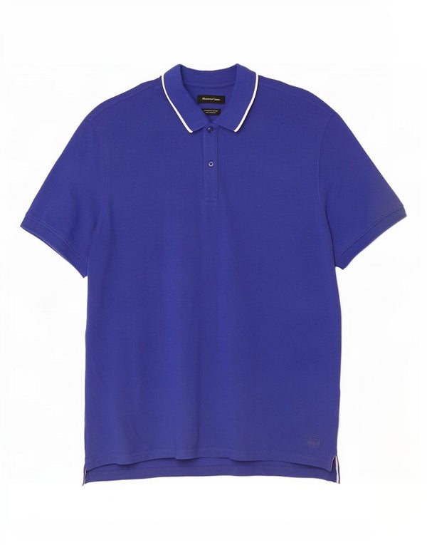 Massimo Dutti Mens Polo Shirt 2XL Blue Cotton