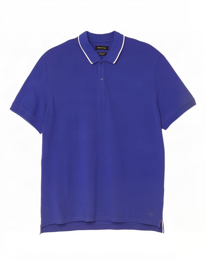 Massimo Dutti Mens Polo Shirt 2XL Blue Cotton