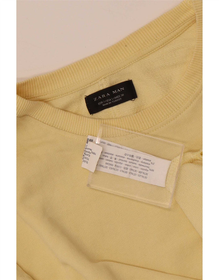 Zara Mens Sweatshirt Jumper Small Yellow Cotton
