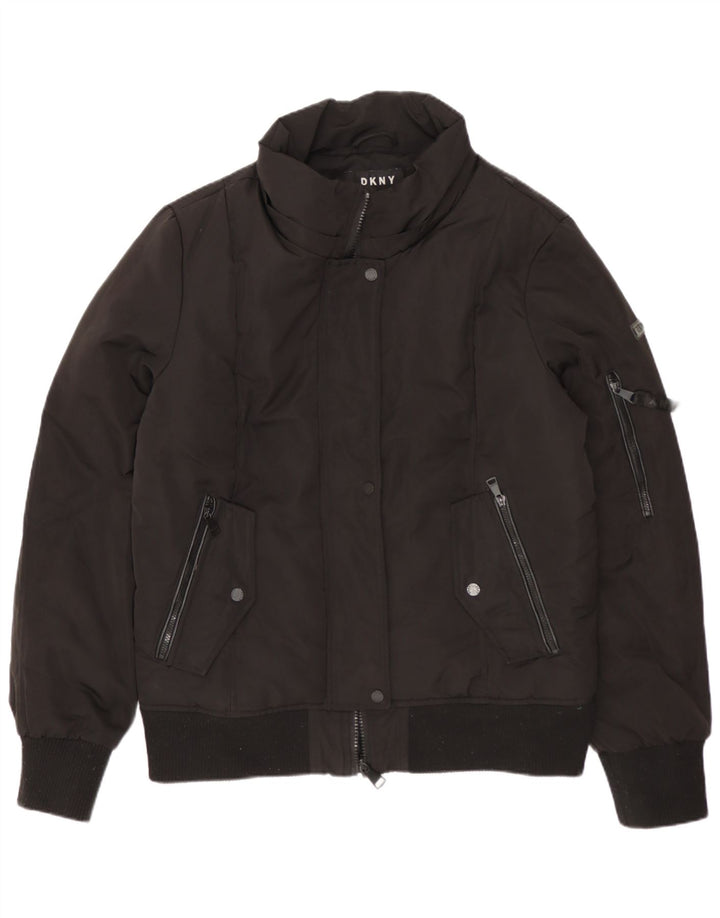 Dkny Womens Bomber Jacket UK 14 Medium Black Polyester