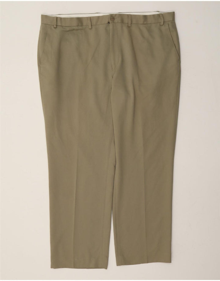 Marks & Spencer Mens Straight Chino Trousers W44 L31 Beige Polyester