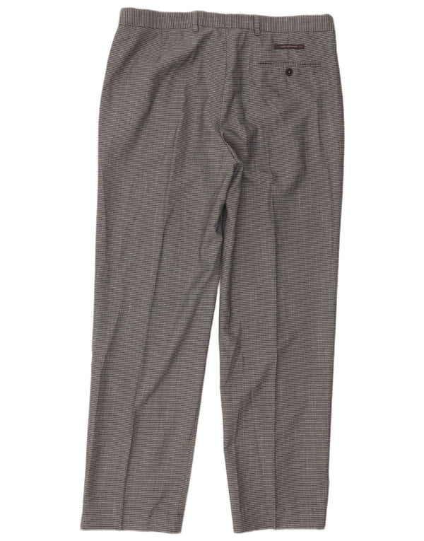 Marks & Spencer Mens Regular Fit Suit Trousers W36 L29 Grey Check Polyester