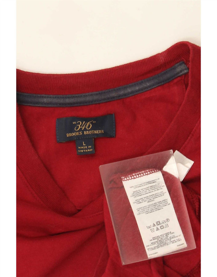Brooks Brothers Mens Regular Fit Top Long Sleeve Large Red Cotton