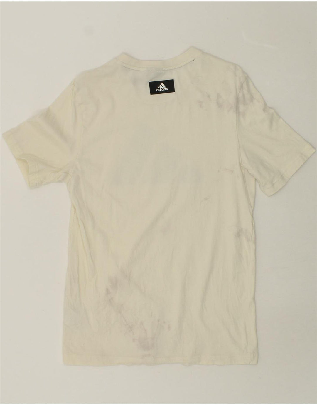 ADIDAS Mens Graphic T-Shirt Top Small Off White Cotton Vintage Adidas and Second-Hand Adidas from Messina Hembry 