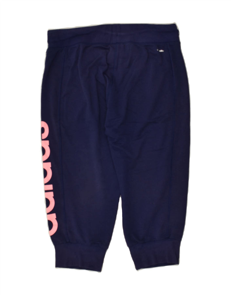 ADIDAS Womens Graphic Capri Tracksuit Trousers UK 14 Medium Navy Blue | Vintage Adidas | Thrift | Second-Hand Adidas | Used Clothing | Messina Hembry 
