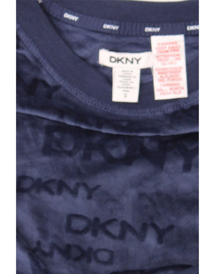 Dkny Womens Oversized Graphic Sweatshirt Jumper UK 10 Small Navy Blue