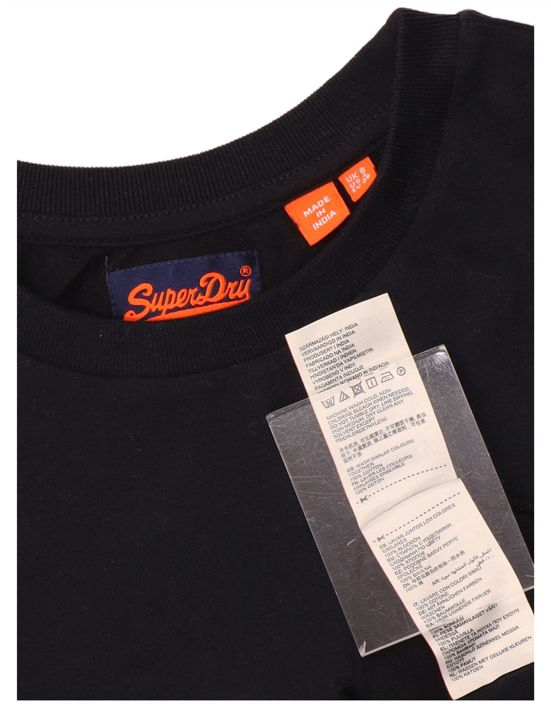 SUPERDRY Womens T-Shirt Top UK 8 Small  Black Cotton