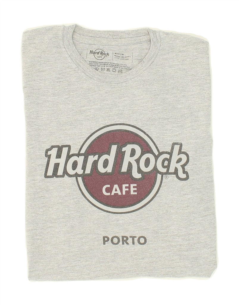 HARD ROCK CAFE Womens Porto Graphic T-Shirt Top UK 12 Medium Grey Cotton Vintage Hard Rock Cafe and Second-Hand Hard Rock Cafe from Messina Hembry 