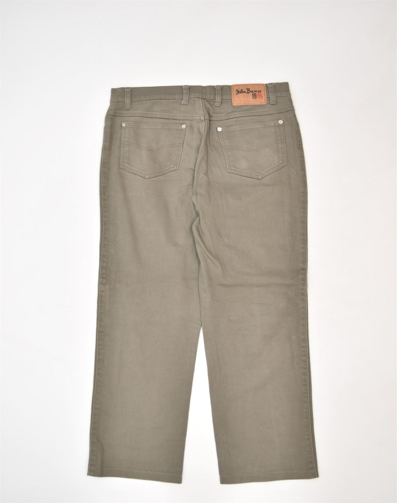 JOHN BANER Mens Tapered Casual Trousers W33 L31 Khaki Cotton | Vintage | Thrift | Second-Hand | Used Clothing | Messina Hembry 