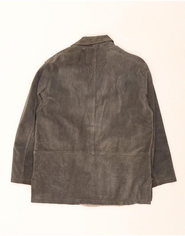 Vintage Womens 3 Button Suede Blazer Jacket UK 16 Large Grey
