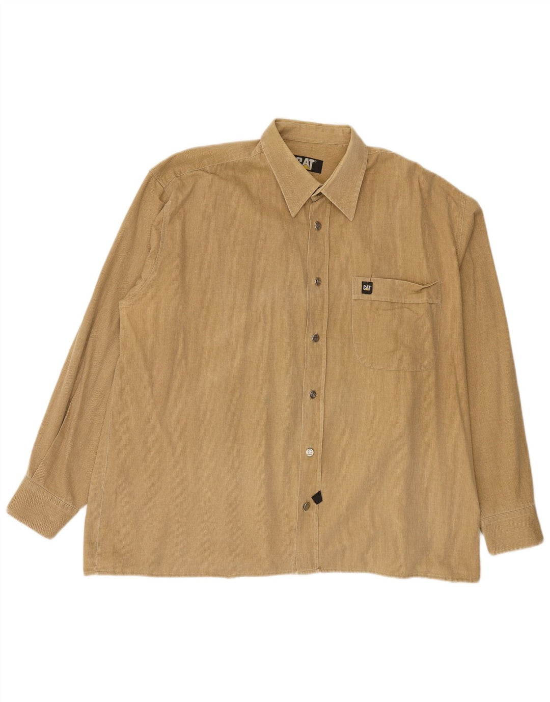 CAT Mens Shirt 2XL Beige Pinstripe