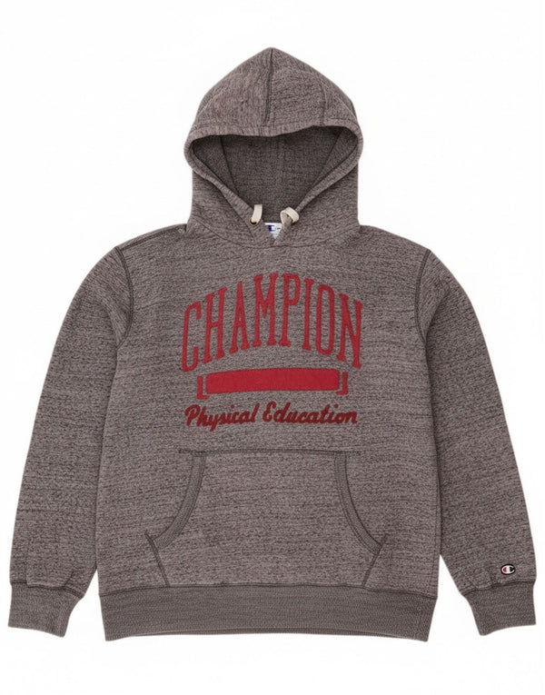 Champion Mens Hoodie Jumper Large Grey Flecked Cotton