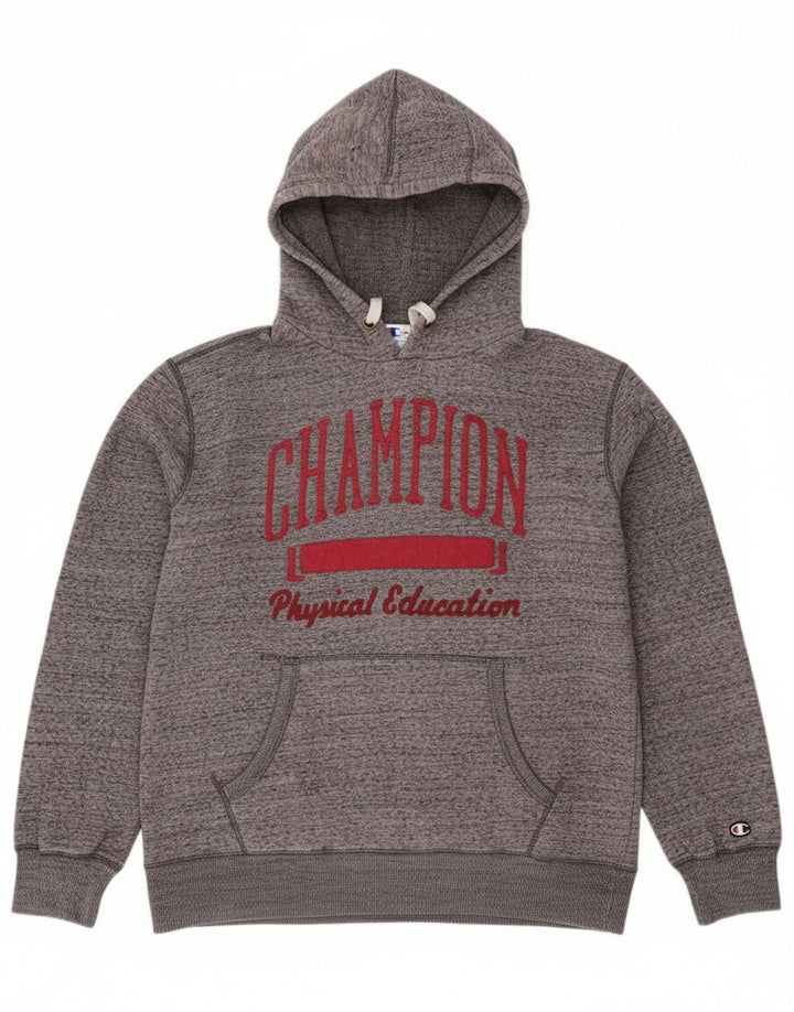 Champion Mens Hoodie Jumper Large Grey Flecked Cotton