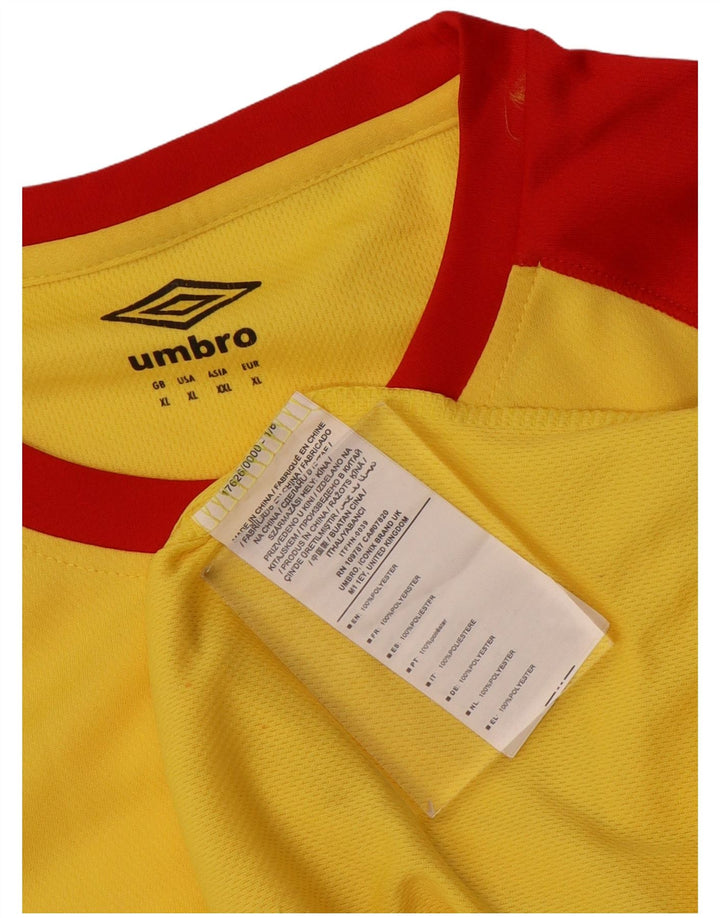 Umbro Mens T-Shirt Top XL Yellow Colourblock Polyester