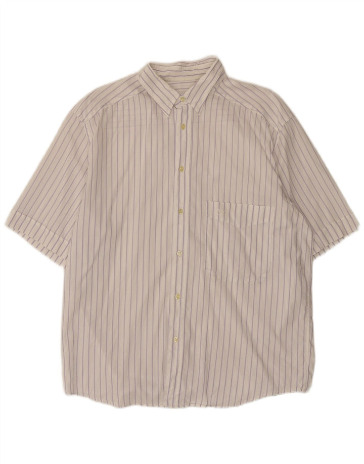 Valentino Mens Short Sleeve Shirt Medium White Striped Cotton