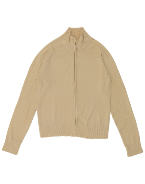 Zara Womens Crop Cardigan Sweater UK 12 Medium Beige Cotton