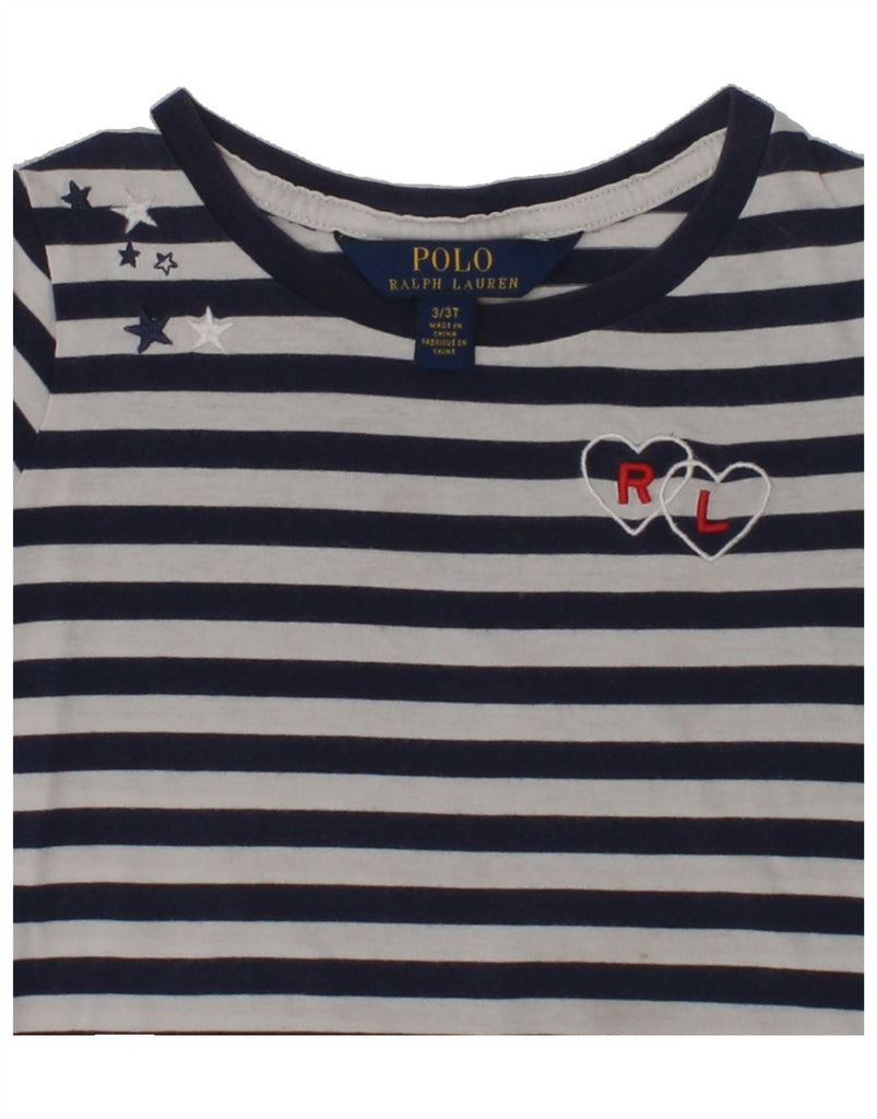 POLO RALPH LAUREN Girls T-Shirt Top 2-3 Years Navy Blue Striped Cotton | Vintage Polo Ralph Lauren | Thrift | Second-Hand Polo Ralph Lauren | Used Clothing | Messina Hembry 