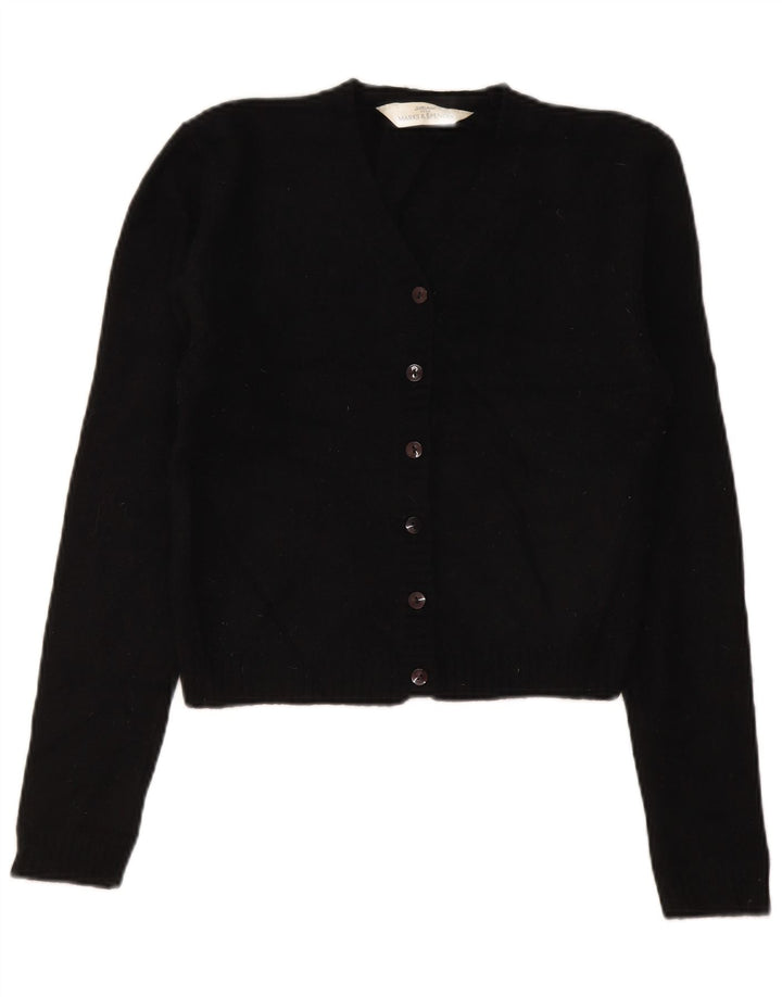 Marks & Spencer Womens Cardigan Sweater UK 8 Small Black Lambswool