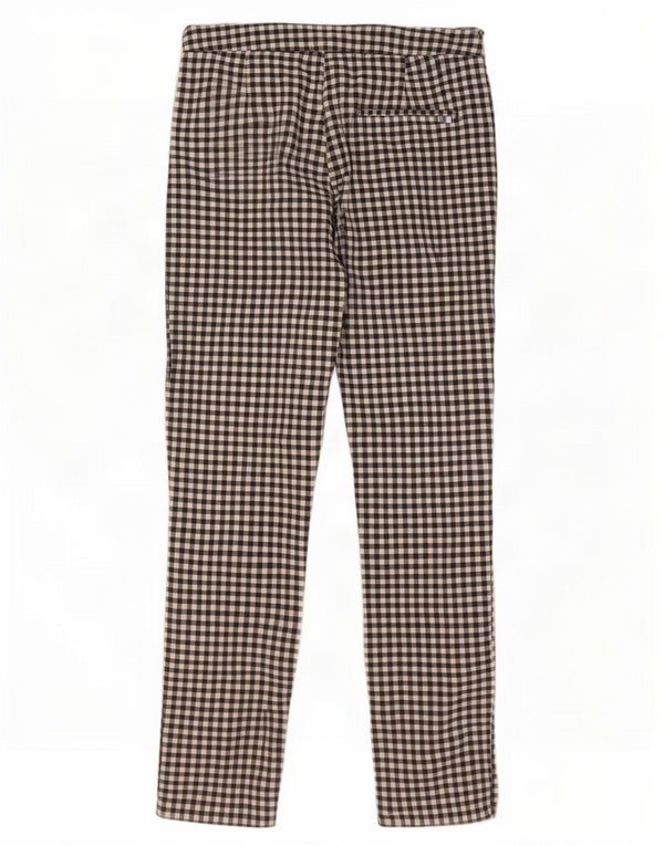 Zara Womens Slim Cropped Trousers Medium W28 L26 Black Gingham Cotton