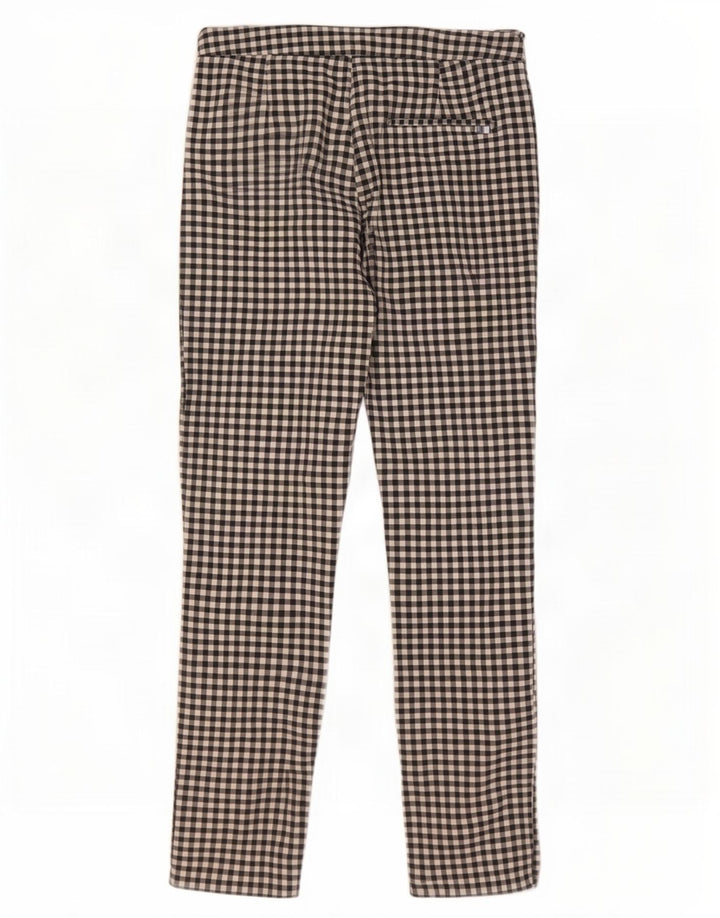Zara Womens Slim Cropped Trousers Medium W28 L26 Black Gingham Cotton