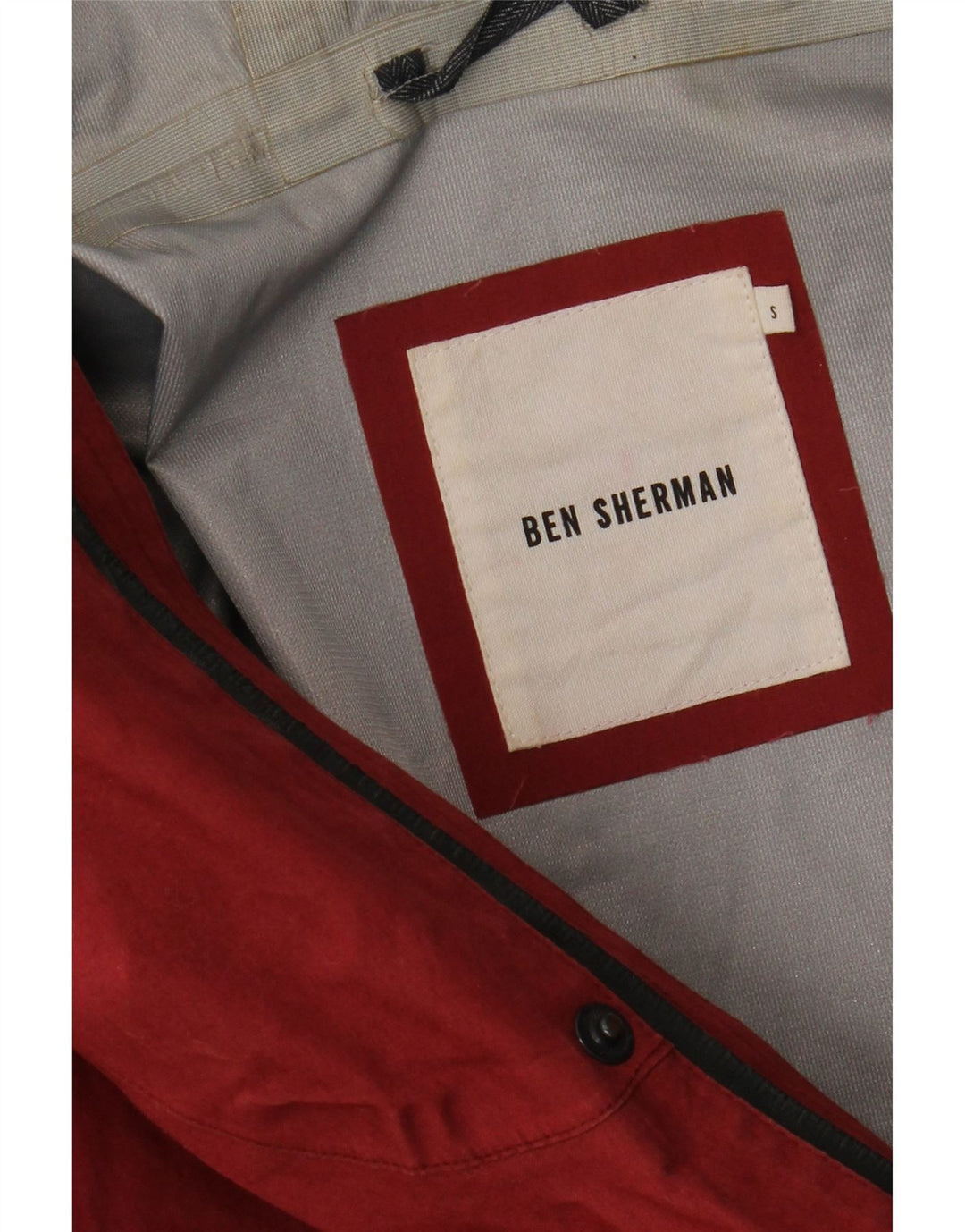 BEN SHERMAN Mens Hooded Utility Jacket UK 36 Small Red