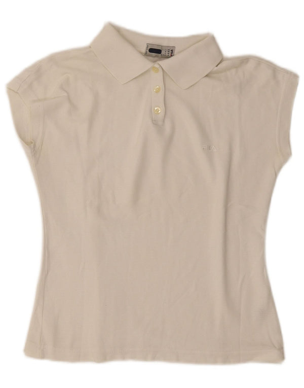 Fila Womens Crop Polo Shirt US 8 Medium White Cotton