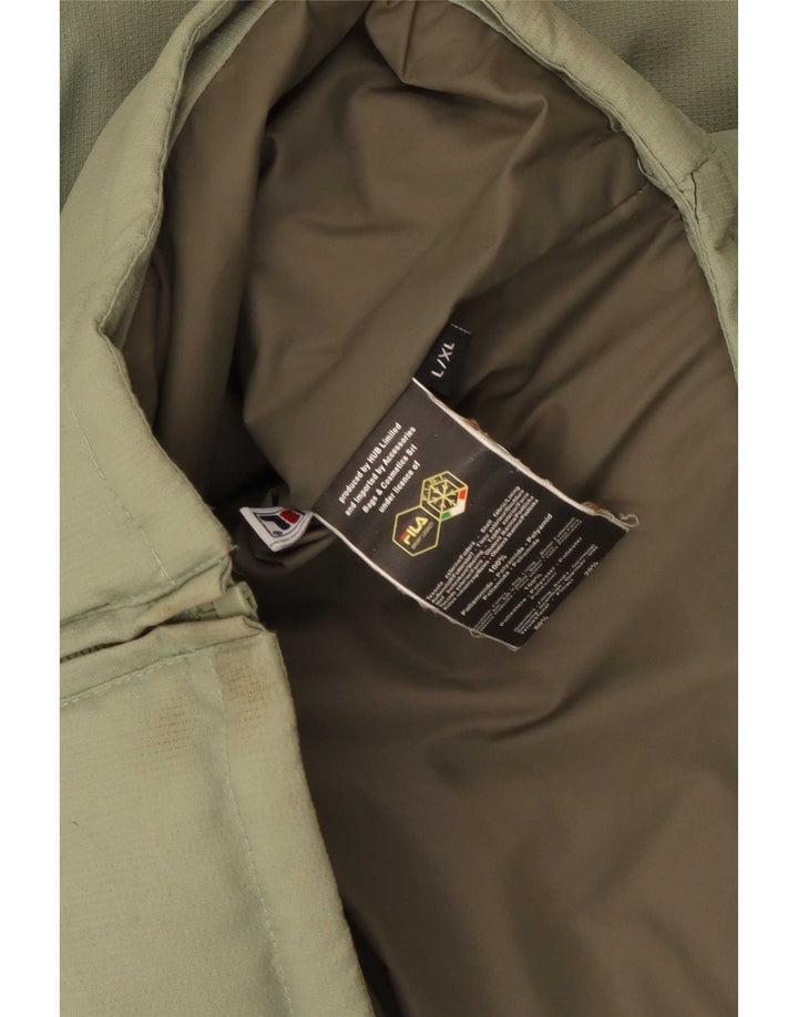 Fila Mens Hooded Padded Jacket UK 40 Large Green Colourblock Polyester