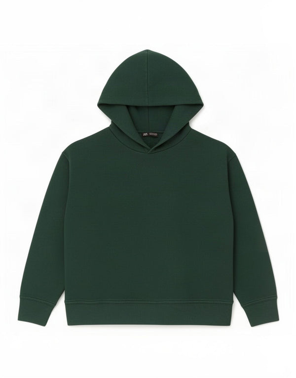 Zara Womens Oversized Hoodie Jumper UK 16 Large Green Cotton
