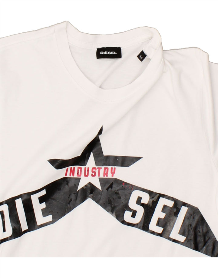 DIESEL Boys Graphic T-Shirt Top 13-14 Years White Cotton
