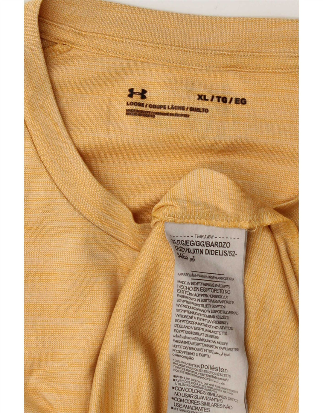 Under Armour Mens T-Shirt Top XL Yellow Polyester