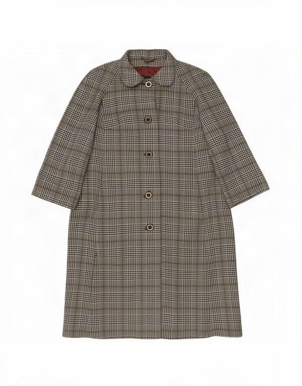 Aquascutum Womens Overcoat UK 14 Medium Grey Houndstooth