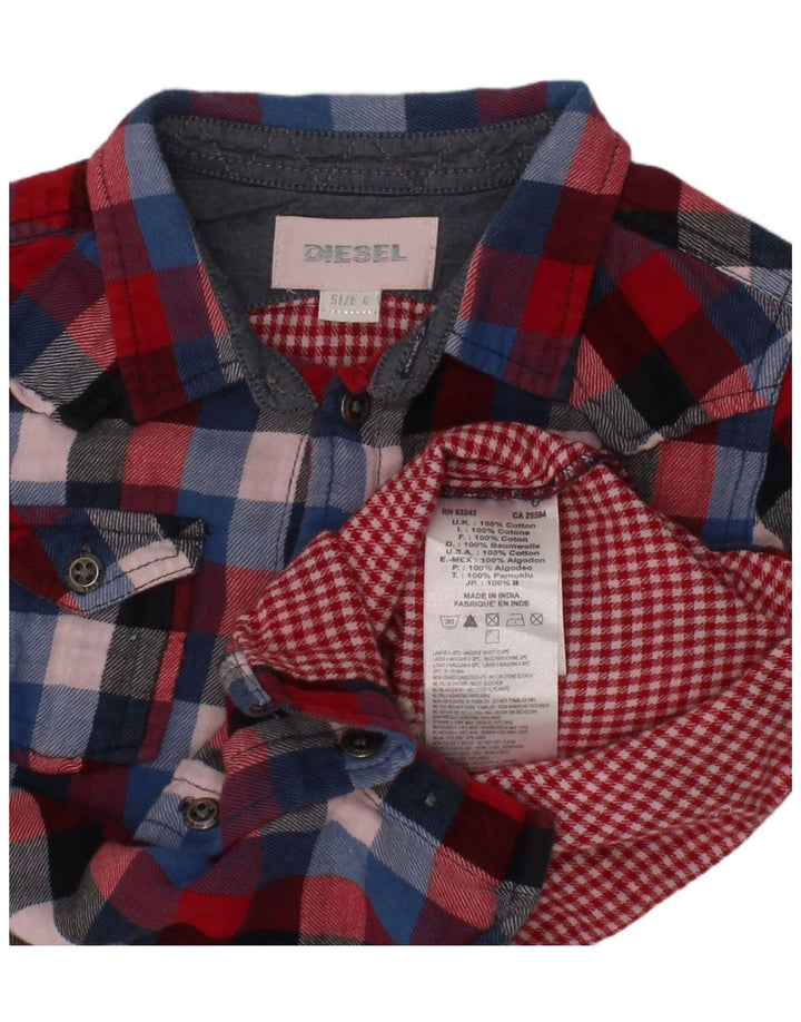 DIESEL Boys Flannel Shirt 3-4 Years Red Check Cotton Vintage Diesel and Second-Hand Diesel from Messina Hembry 