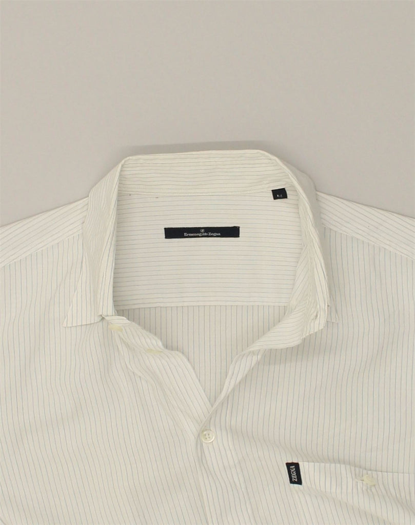 ERMENEGILDO ZEGNA Mens Shirt Medium White Polyurethane | Vintage Ermenegildo Zegna | Thrift | Second-Hand Ermenegildo Zegna | Used Clothing | Messina Hembry 