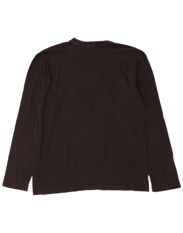 Champion Mens Graphic Top Long Sleeve Large Black Cotton