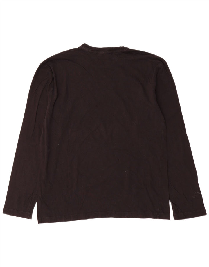 Champion Mens Graphic Top Long Sleeve Large Black Cotton
