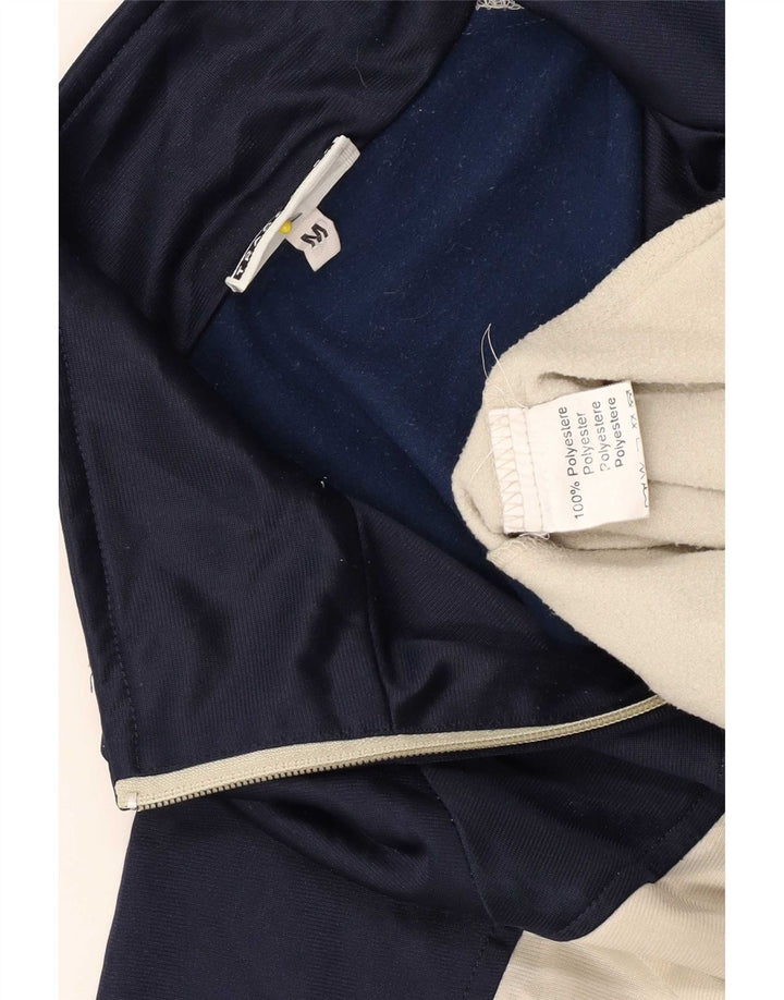 Asics Mens Tracksuit Top Jacket Medium Navy Blue Colourblock Polyester
