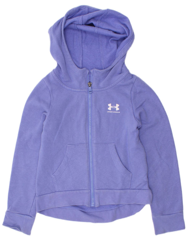 Under Armour Girls Zip Hoodie Sweater 6-7 Years XS Purple Cotton