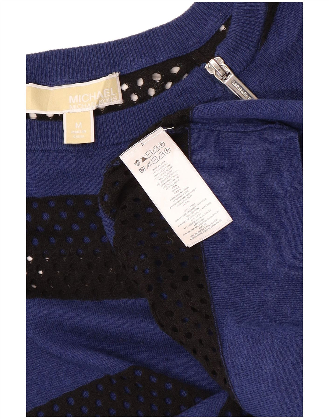 MICHAEL KORS Womens Boat Neck Jumper Sweater UK 12 Medium Blue Striped