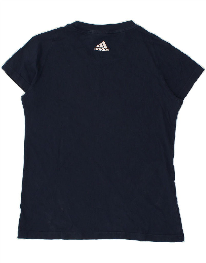 ADIDAS Womens Graphic T-Shirt Top UK 12 Medium Navy Blue | Vintage Adidas | Thrift | Second-Hand Adidas | Used Clothing | Messina Hembry 